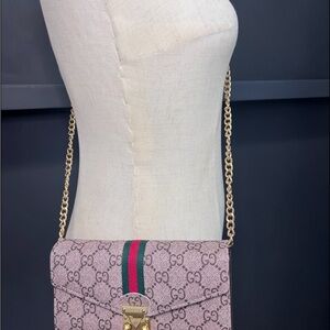 GOGO Pink Crossbody Bag with Gold Chain